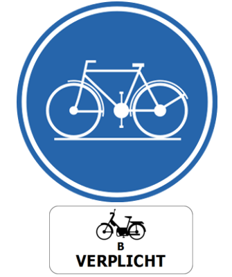 Pflichtweg für Radfahrer und Mofas Klasse B.